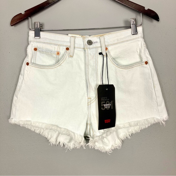 Levi’s Premium 501 Jean Shorts Women’s Size 26 High Rise Button Fly Distressed - Picture 4 of 8